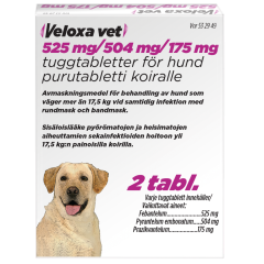 Veloxa vet purutabletti 525 mg / 504 mg / 175 mg 2 fol